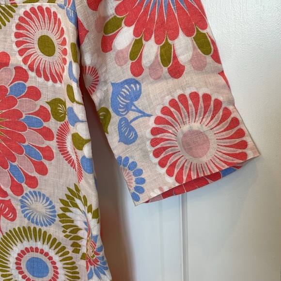 Boden 100% linen beach dress 6 petite blues green orange/red colors - Picture 6 of 9